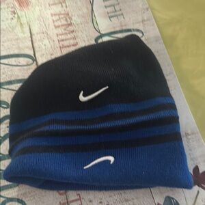 Nike Black and Blue Beanie